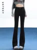 Damesjeans ueteey zwart hoog taille flare dunne broek streetwear broek y2k mode 2024 vintage slanke denim moeder