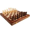 Jeux d'échecs mis en bois de qualité supérieure pliant grand travail manuel classique traditionnel pièces en bois massif échiquier en noyer enfants livraison directe S Dhhfo