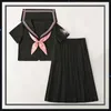 Симпатичный розовый моряк костюм LG Elieve JK Школьная униформа для девочек черная рубашка и плиссированная юбка Bowtie Suits Студент Косплей 695C#