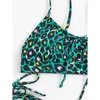 Traje de baño para mujer, Bikini con estampado de leopardo Sexy, traje de baño para mujer, conjunto de dos piezas con cordones, bañador, traje de baño para mujer K3227