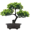 Decorative Flowers Welcome Pine Flower Potted Plant Home Fake Bonsai Plastic Ornament Decors Guest-Greeting Dinning Table