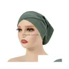 Beanie/Skull Caps Soft Underscarf Cross Elastic Inner Hat Jeresy Cotton Muslim Hijab Tube Bone Bonet Cap Islam Arabic Turban Dhgarden Dhkac