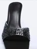 Chaussures décontractées 2024 Sandales à talons larges Diamant d'eau Bout ouvert Mode Femme