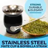 Teaware Sets Yerba Mate Gourd Set Double-Wall Stainless Steel Tea Cup And Bombilla