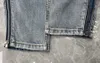 2024年春秋刺繍ジッパーメンズジーンズライト洗浄された縞模様の男の長い鉛筆パンツwcnz014