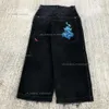 jnco jeans Mens JNCO jean Streetwear purple jeans Y2k Hip Hop Cartoon Graphic Print Vintage Baggy Black Pants Men Women High Waist Wide Leg Trousers 641