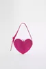 Mulheres Underarm Mini Bag Nicho Design 2023 Verão Fi Adulto Meninas Rose Red Love Shape Diamd Party Handbag J2bt #