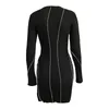 Casual Dresses Fashion Women'S Round Neck Short Dress Flared Sleeves Ribbed Slim Fit Long Sleeve For A Sexy And Chic Look Autumn