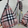 Klassisk rutig snörning bikini set tvådelar baddräktdesigners bikini kvinnor badkläder baddräkt sexig