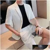 Herenpakken Blazers Jas Shorts Koreaanse stijl Mannen in de zomer Vrije tijd Pakken met korte mouwen/mannelijk ontwerp Slim Fit Mode S-4Xl Drop Del Otgmt