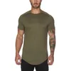 Maille t-shirt vêtements serré gymnase hommes marque d'été hauts t-shirts Homme solide séchage rapide musculation Fitness t-shirt 240321