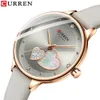 Relojes CURREN, reloj de pulsera de cuarzo de cuero de moda para mujer, encantador reloj femenino con diamantes de imitación, Zegarki Damskie 240323