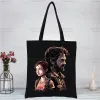 Jag älskar Ellie Williams tryck Canvas Tote Black Bags Harajuku Casual Female Girl Tote Eco Shopper Shoulder Bags 02m5#