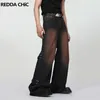 Men's Jeans REDDACHIC Retro Studded Pintuck Baggy Aesthetic Y2k Gradient Washed Straight Wide Leg Pants Casual Hiphop Streetwear