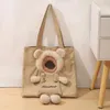 Sac à main en toile pour chats, porte-chats, écharpes pour chiens, respirant, randonnée en plein air, sac de voyage, ours de dessin animé, fourniture pour animaux de compagnie