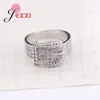 Cluster Rings Unique Belt Shape Design Micro Pave Rhinestones Wide 925 Sterling Silver Band For Women Wedding Anniversary