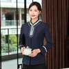 Chinese Ethnic Style Attendant Arbeitskleidung Männer und Frauen Lg Sleeve Top Apr Set Hotel Restaurant Catering Uniform H5cA #