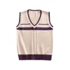 school JK Uniform Sweater Cute Apricot Striped Tank Top Sweater Sleevel Vest Waistcoat For Girls Cosplay adult Knitting Coat 05rI#