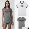 Damen T-Shirt 24Ss Zadig Voltaire Mode Damen Designer T-Shirt Sommer Baumwolle New Plover Tee Classic Letter Print Drilled U-Neck Ve Ot8Ag