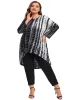 plus Size Lg Sleeve Elegant Spring Autumn Tie Dye Tops Women Lg Fit Flare Hi Low Swing Blouse T Shirt Large Size Tunic 7XL 37wS#