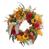 Decorative Flowers Fall Wreaths For Front Door 17.72 Inch Wreath With Hydrangea Red Berry Autumn Indoor Christmas