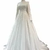 Élégante robe de mariée musulmane pour la mariée 2024 Appliques Frs arabe Dubaï Lg manches mariée Dr Tulle Robe de Mariage w40Y #