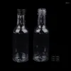 Strumenti di cottura 6 pezzi PET 50ml Mini bottiglie di vino trasparenti riutilizzabili piccole per liquori per matrimoni con coperchio a vite a prova di perdite