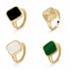 Fashion Classic Lucky 4/Four Leaf Van Clover 3 Color Ring Mother of Pearl 18K Gold Ring Ring Ladies and Girls Valentine Valentize juysing with with box