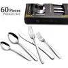 Spoons 60-Piece Heavy Duty Silverware Set HaWare Stainless Steel Solid Flatware Cutlery For 12 Mirror Polished And Dishwasher Safe