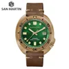 San Martin Abalone Bronze Diver Relojes Hombres Reloj Mecánico Luminoso Resistente al Agua 200 M Correa de Cuero Relojes Elegantes 210728281r