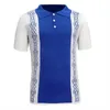 Polo's voor heren 2024 lente en zomer stijl heren retro gebreid poloshirt modieus patroon blauw casual T-shirt met korte mouwen M-3XL