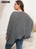 Gibsie-suéteres de talla grande para mujer, suéter informal de manga larga con ala de murciélago y cuello redondo, otoño e invierno, 2023, 19Y7 #
