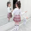 children's jk uniform two-piece medium and large children's skirt suit pleated skirt autumn new college style girl 12 years old x1sa#