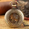 Klassische Anhänger Kette Handaufzug Mechanische Taschenuhr Männer Steampunk Skeleton Frauen Carving Halskette Uhr Weihnachtsgeschenk T200502199q