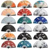 Dekorativa figurer Vintage Silk Folding Fan Retro Chinese Bamboo Handheld Fans Dance Hand Home Wall Decoration Ornamentes Crafts