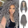 Nxy Vhair perruques Gnimegil cheveux synthétiques gris longue vague d'eau pour femmes naturel moelleux bouclés perruque Cosplay Halloween fête résistant à la chaleur 240330