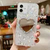 Obudowy telefonu komórkowego lustrzane serce dla Samsung S22 Ultra S21 Plus S20 Fe A52 A72 A22 A32 A13 A33 A53 A51 A71 A50 Note 20 Diamond Glitter Cover YQ240330