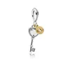 Jiaduola S925 Pan Sterling Sier Pearl Love Lock Key Tassel Clover String Hanging Bead Diy Accores