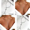 Girocolli Girocollo Moda Strass Y Croce Reggiseno Collana Discoteca Partito Lussuoso Corpo Catena Petto Gioielli Consegna di Goccia Dhgarden Dhu8V