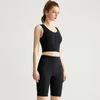 Ll mulheres de ioga conjuntos de colheita top + shorts lu sutiã + calça curta de dois peças de terno de exercícios de fitness summer bx005wfk030