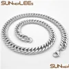 Chains Fashion Jewelry 5Mm 7Mm 9Mm 11Mm Sier Color Stainless Steel Necklace Double Curb Cuban Link Chain For Mens Womens Sc19 Drop Del Ot81H