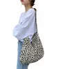 Liten Leopard Mönster Menger Bag for Women Large Capacity Ladies Shoulder Shop Påsar Vintage Design Casual Tote Handväskor O3C9#