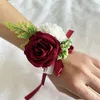 bröllopshandled frorsage för män kvinnor rose frig bröllop brudtärna armband parti prom artificial handled frs corsages j434#