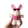 Keychains Elegant Eyeglass Keyring Charm Plush Bunnys Pendant Bag Accessory C9GF