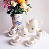 Conjuntos de chá MIDOSHARK Classic Milk Pattern Cerâmica Tarde Tea Cup Set Pot e