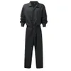 Summer Thin Mens Cargo Jumpsuit Pants Overalls Long Sleeve Button-Down Rompers Solid Color Workwear Overalls 240323