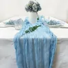 5st Sky Blue Semisheer Gaze Wedding Table Runner Vintage Cheesecloth Dining Party Christmas Banquets Arches Cake Decor 240322