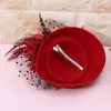 Hair Clips Fascinators Pillbox Hat Cocktail Tea Party With Veil Feather For Girl Women
