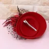 Grampos de cabelo Fascinators Pillbox Hat Cocktail Tea Party com pena de véu para meninas mulheres