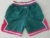 Mens''Chicago''Bulls''shorts Basquete Retro Malha Bordada Casual Athletic Gym Team Shorts verde
